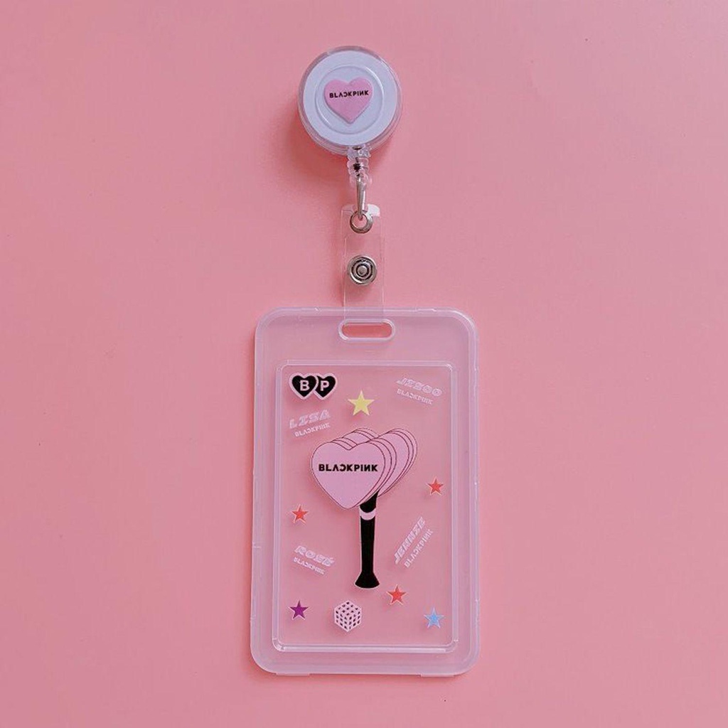 BTS BLACK PINK TWICE  EXO GOT7 Retractable Card Holder Name Badge Holder ID Business Case Luggage Tag Cover Multifunctional