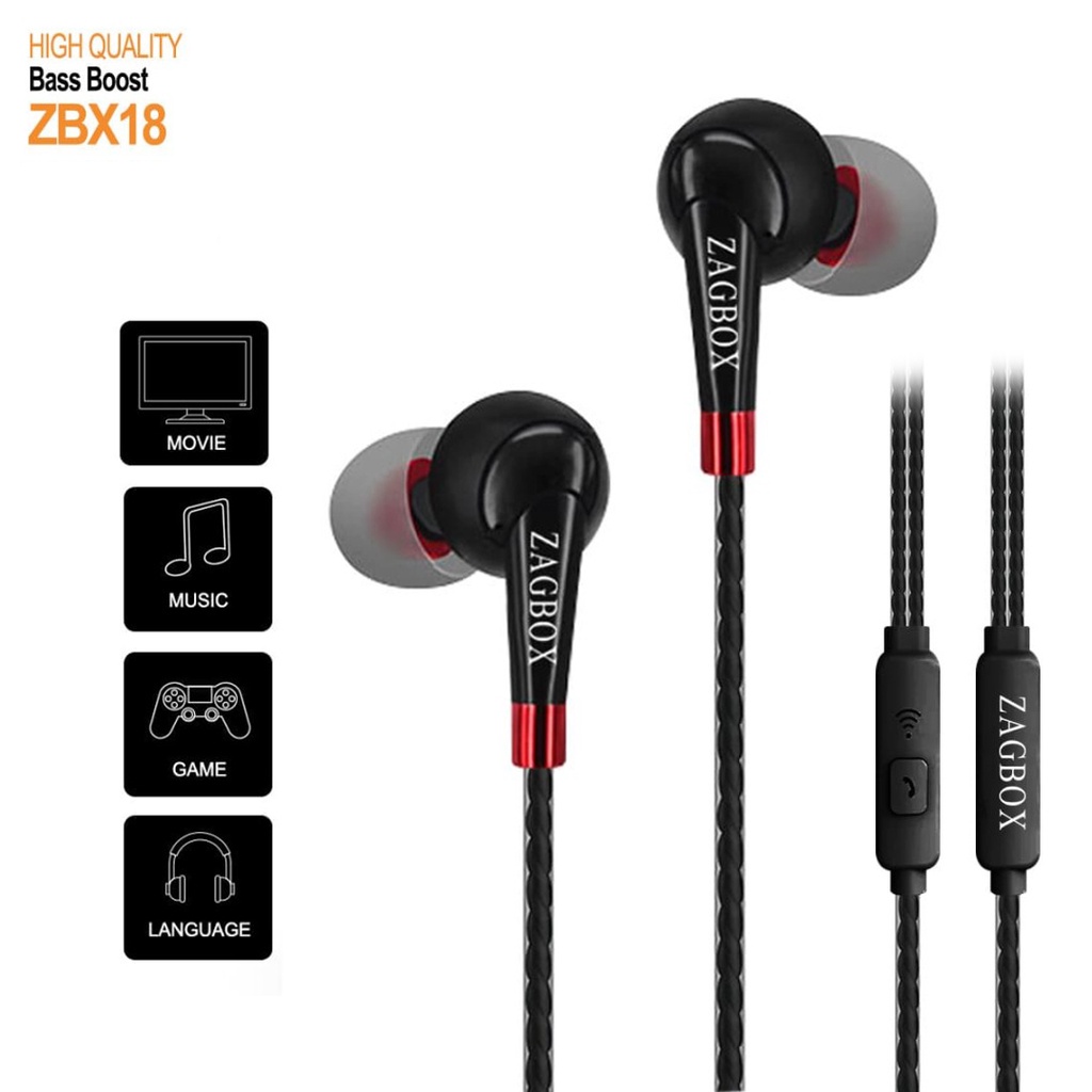 Handsfree ZAGBOX Bass Boost ZBX-18 Headset Earphone With Microphone