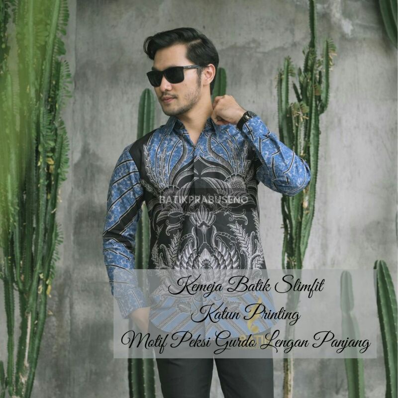 PEKSI GURDO KEMEJA BATIK PRIA LENGAN PANJANG KEMEJA BATIK PRIA SLIMFIT BATIK PRIA MODERN BATIK PRIA 