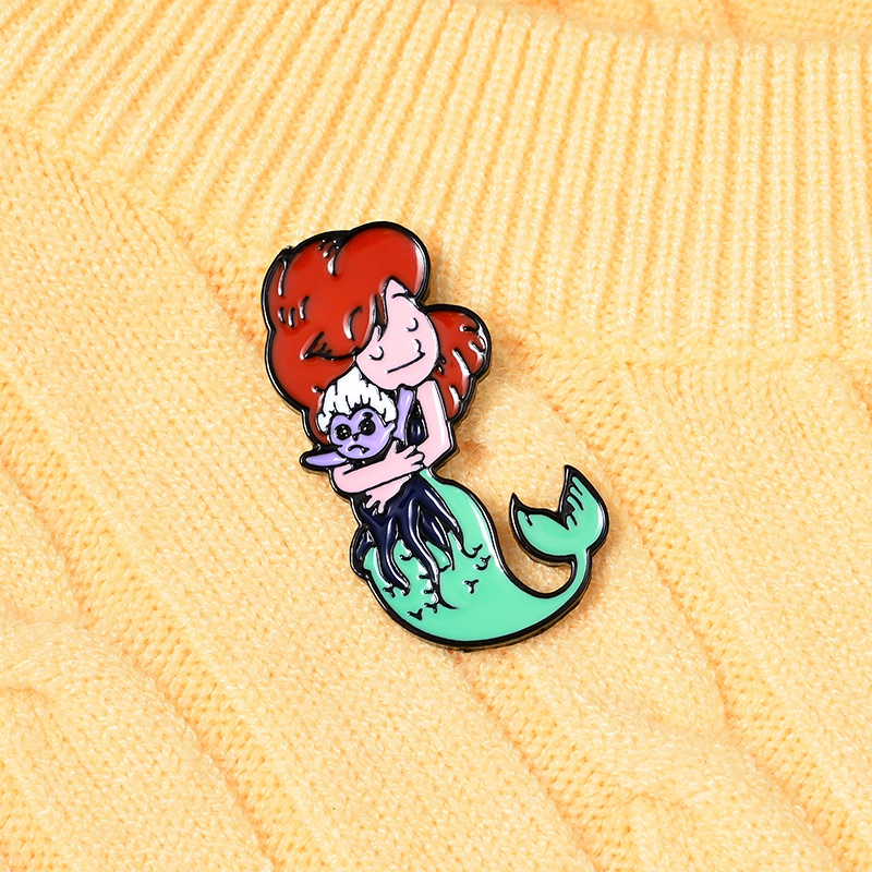 Bros Pin Enamel Desain Kartun Mermaid Marine Life Untuk Anak