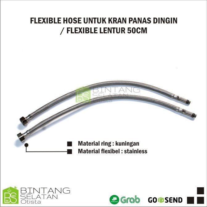 FLEXIBLE HOSE UNTUK KRAN PANAS DINGIN FLEXIBLE LENTUR 50CM