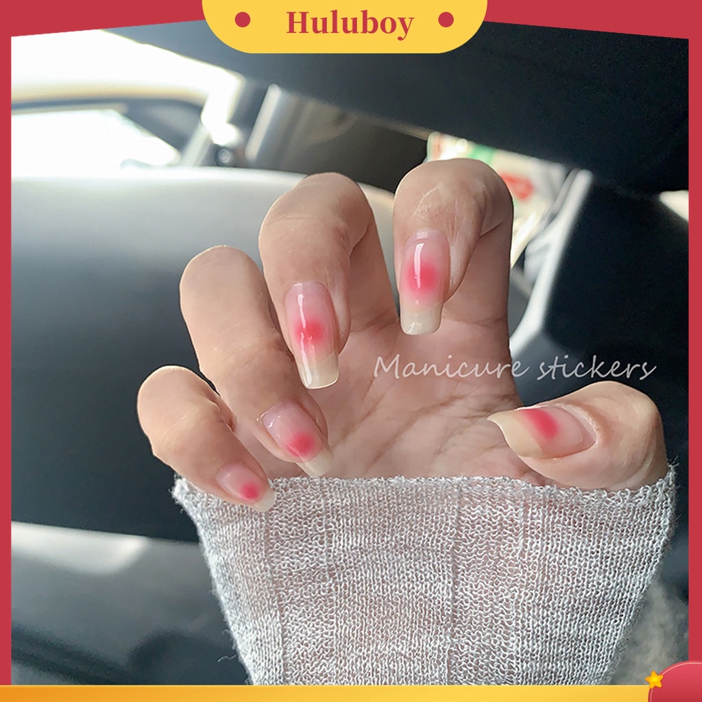 Huluboy Huluboy♡ Stiker Kuku 3D Warna Pink Gradasi Untuk Manicure