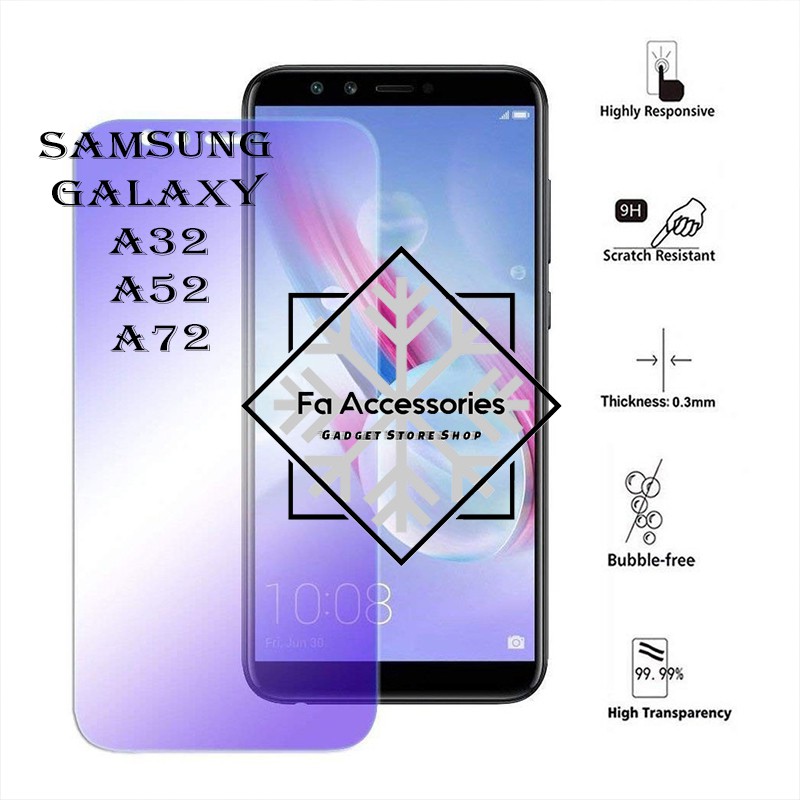 Tempered glass blue SAMSUNG GALAXY A22 A32 A52 A52S A72 A33 A53 A73 4g 5g S antiradiasi blue light screen protector