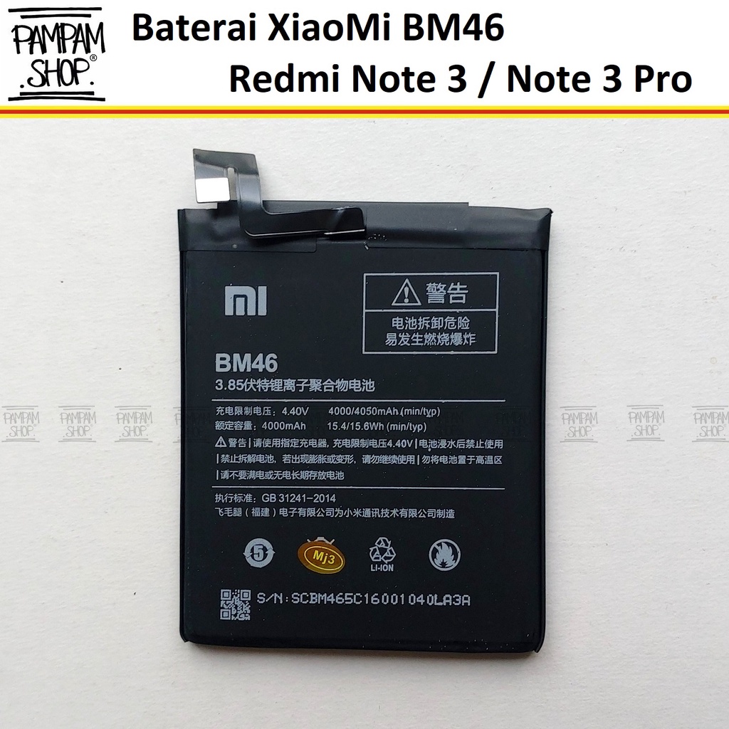 Baterai XiaoMi BM46 Redmi Note 3 Pro Original OEM Batrai Batre Battery BM 46 Xiao Mi Handphone HP