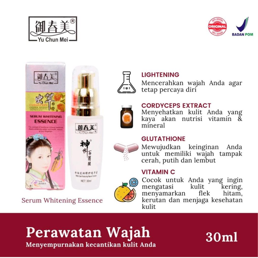 SERUM YU CHUN MEI CORDYCEPS  SERUM WHITENNING ORIGINAL BPOM IMPORT