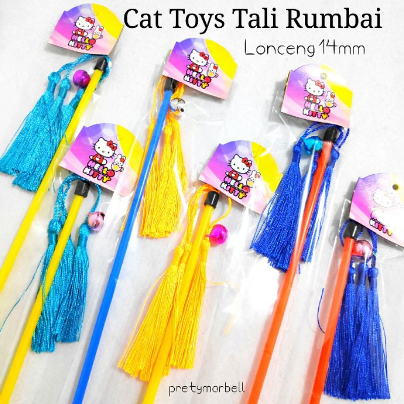 Cat Toys Stick Mainan  Kucing Tali Rumbai Lonceng 14mm