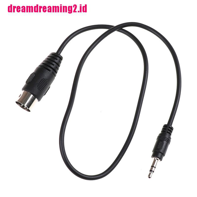 （✔✔❤1pc Kabel Audio Din 5 Pin Din MIDI Male Plug To 3.5mm Male Stereo Jack Panjang 50cm 0.5m