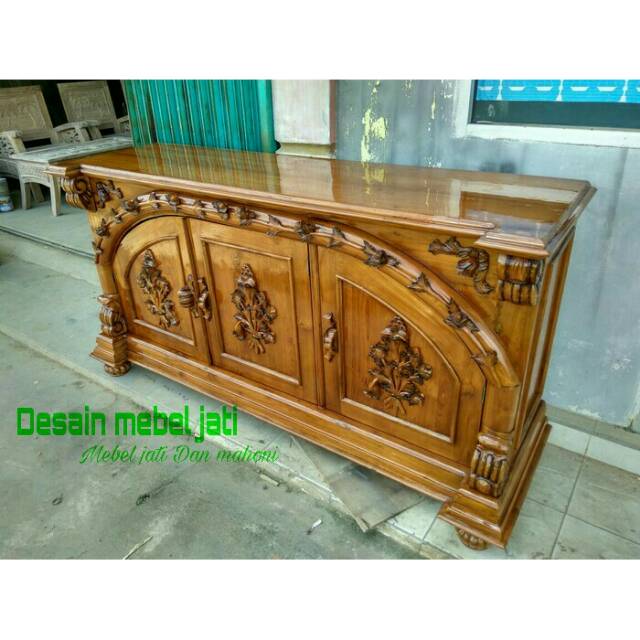 Bufet pendek manohara kayu jati asli mebel jepara
