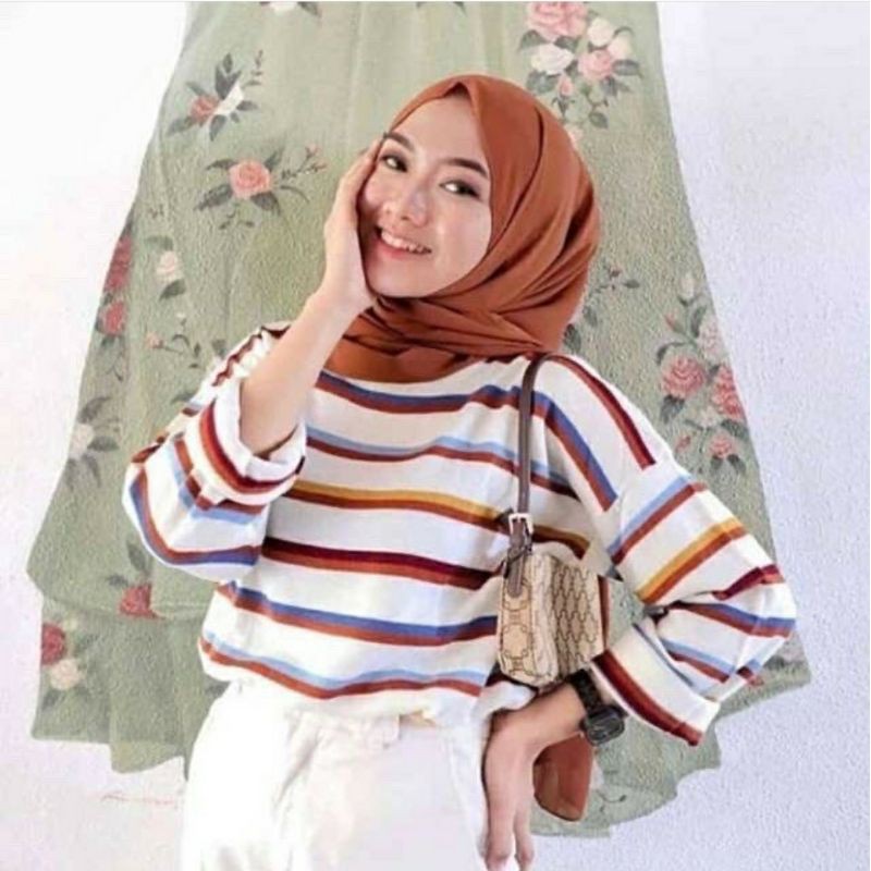 SWEATER STIV RAINBOW STRIPE /SWEATER SALUR/BAHAN SPANDEK SALUR