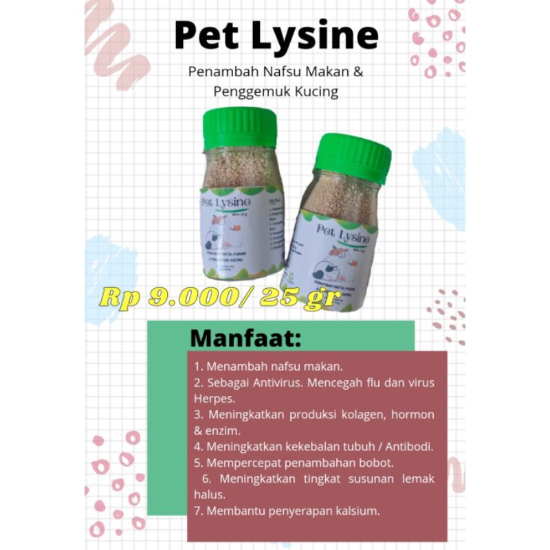 Pet Lysine - Suplemen Penambah Nafsu Makan dan Penggemuk Kucing