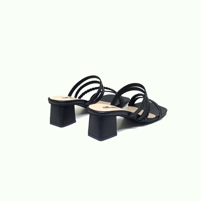 sandal Heels wanita hak Chunky 5cm Big Size ukuran jumbo besar 41 42 43 44 45 sendal heel hitam cewek perempuan style