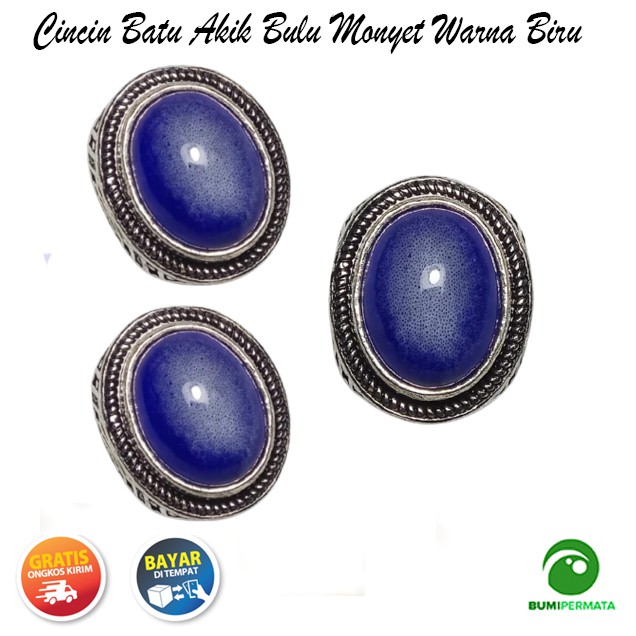 Batu Cincin Akik Bulu Monyet Warna Biru