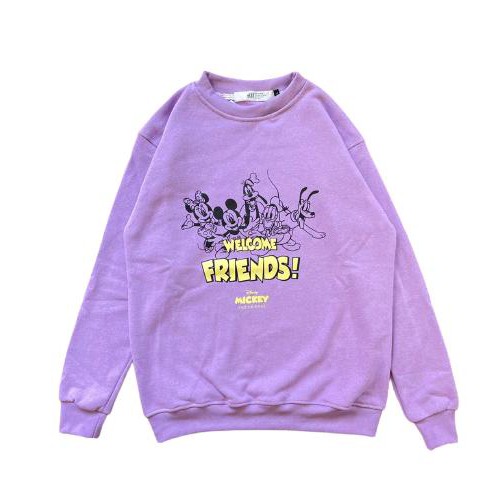 Jaket Sweater Crewneck H AND M MICKEY MOUSE – Lilac  Edition Fashion Trendy Casual Pria Good Brand Q