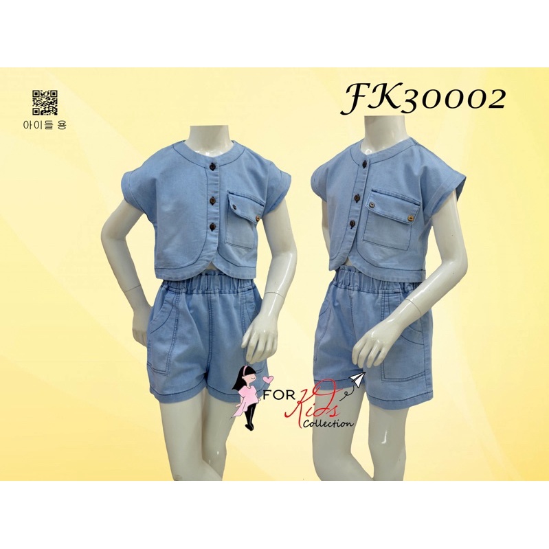Setelan Crop Top Semi Jeans Rayon Anak Perempuan Fashion Casual
