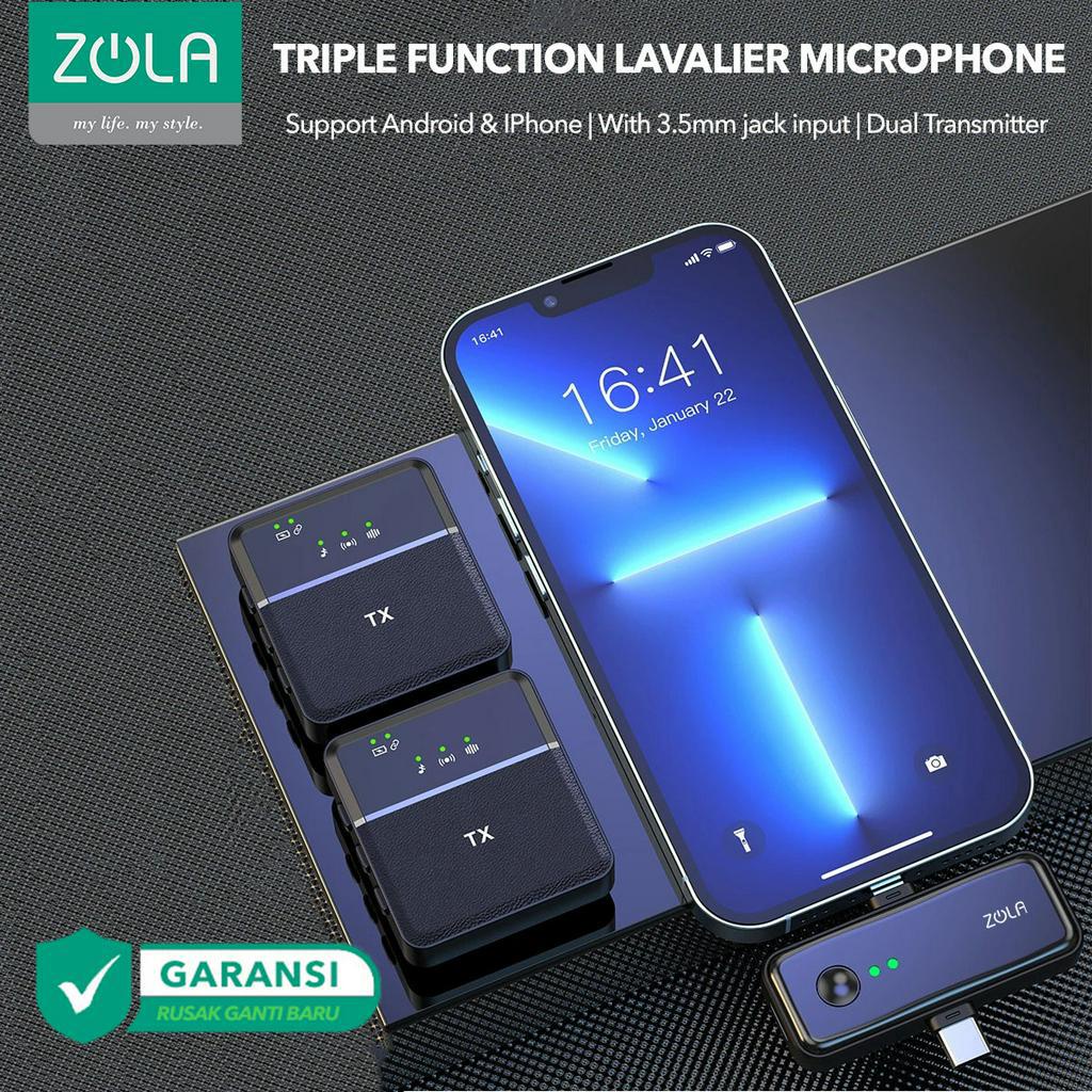 Zola Mic Wireless Lavalier Microphone Wireless/Phone/PC/Laptop/Camera