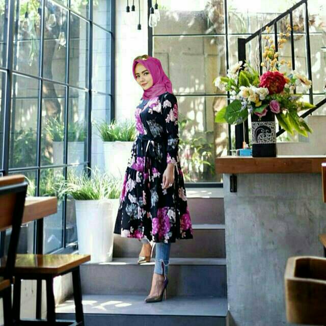 Atasan Muslim Top Tunik Monalisa Feranda Leopard