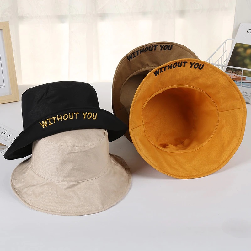 Topi Bucket Bolak Balik Bordir WithOut You / Bucket Hat WithOut You