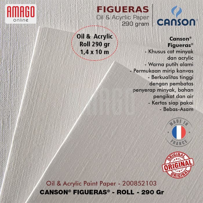 CANSON FIGUERAS - PAPER FOR OIL AND ACRYLIC PAINT - ROLL - 290G - 1,4 X 10M - 200852103