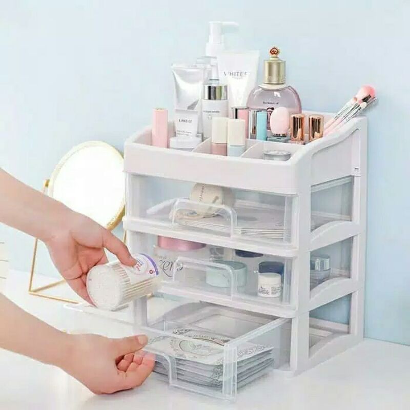 Rak Kosmetik Besar 3 Laci Makeup Storage Box