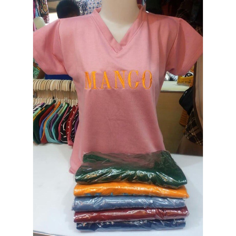 Kaos Bordir Wanita V Neck Branded Baby Terry Murah