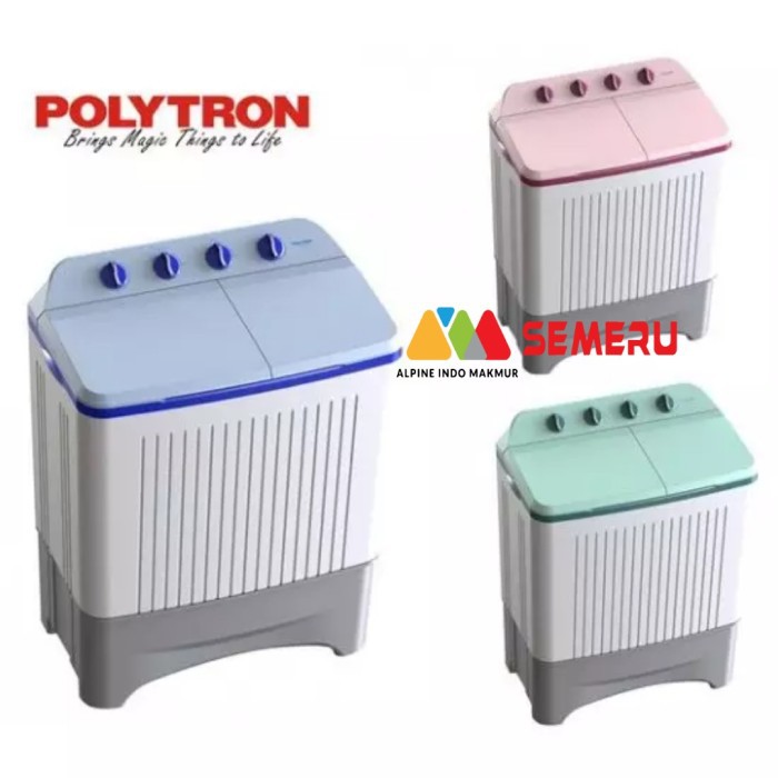 POLYTRON Mesin Cuci Twin Tub / 2 Tabung 9 KG PWM-9366 H KHUSUS MAKASSAR