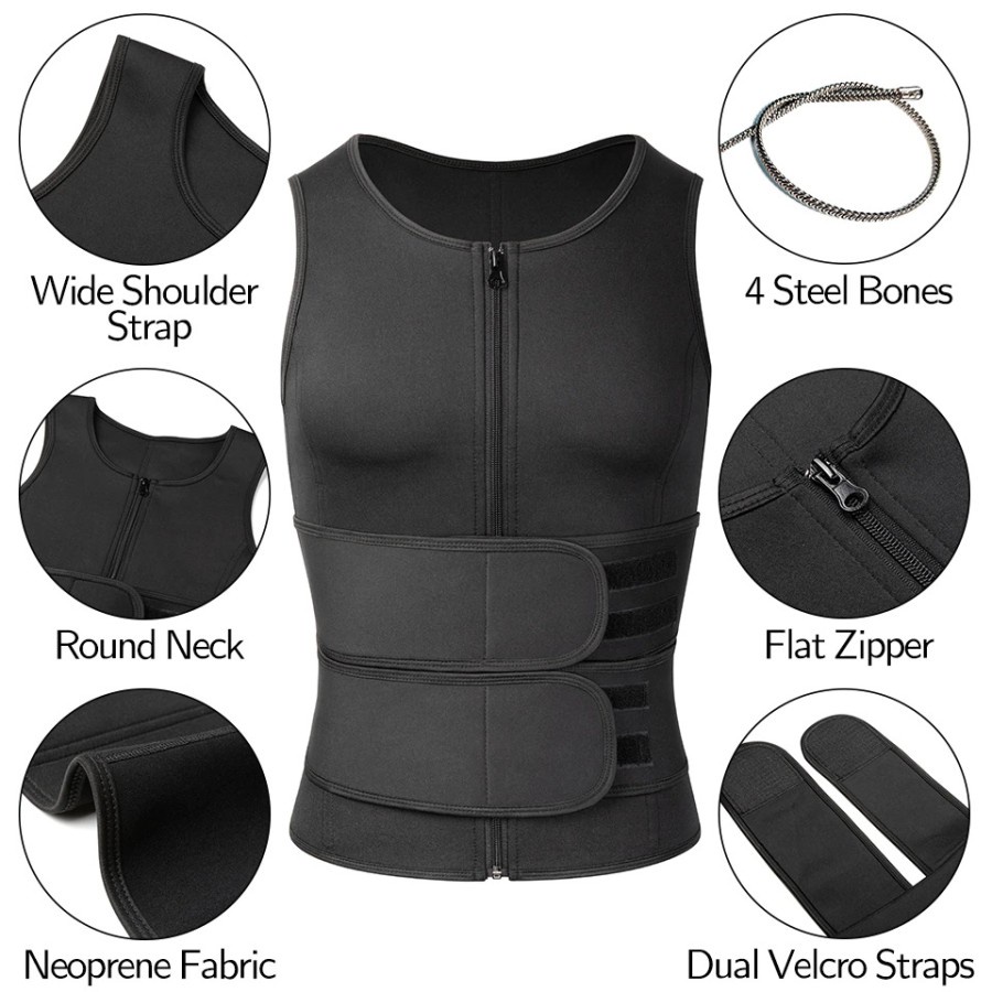 TaffSPORT Korset Pembentuk Badan Pria Shaper Waist Trainer Fat Burner - MWL10 - Black