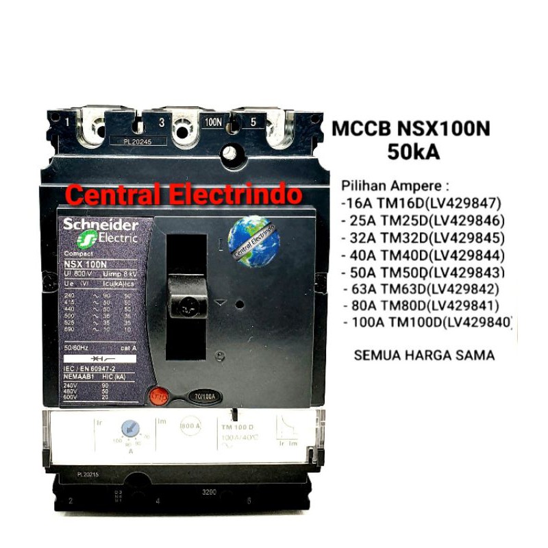 MCCB NSX 100N 3Pole 50kA.