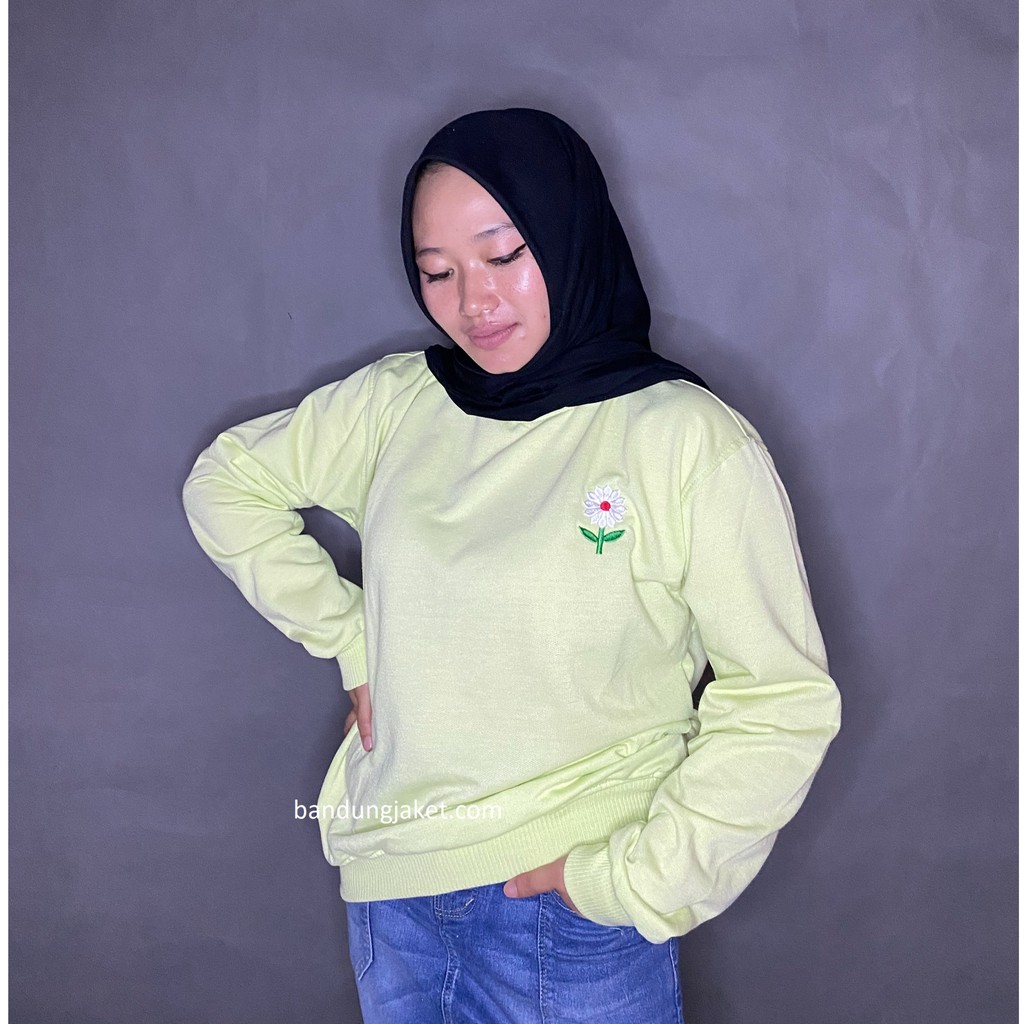 Daisy Flower Bordir // sweater crawneck Wanita // sultan-jaket-bandung