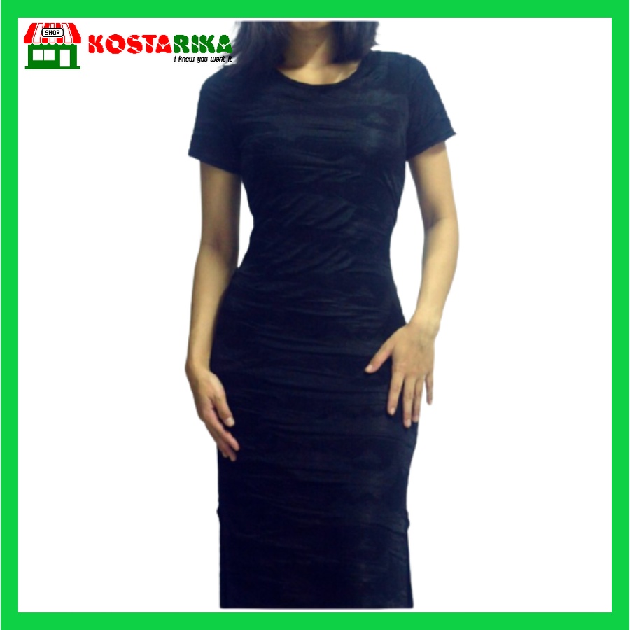 Long Dress Casual Korea Hitam Baju Wanita