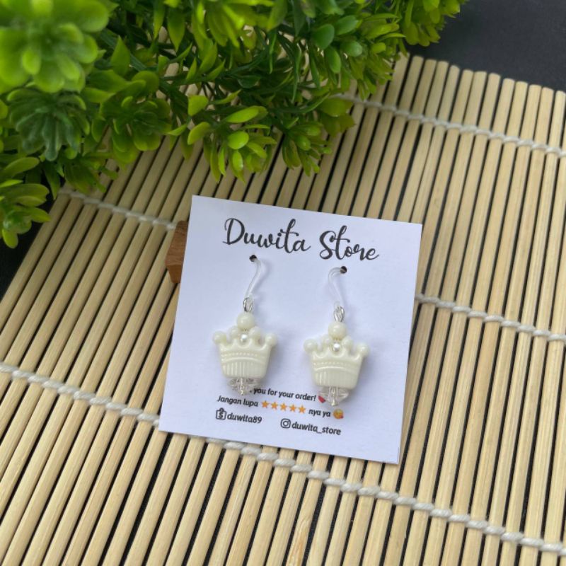 HANDMADE ANTING ANAK/DEWASA ANTING KAIT PLASTIK MOTIF MAHKOTA