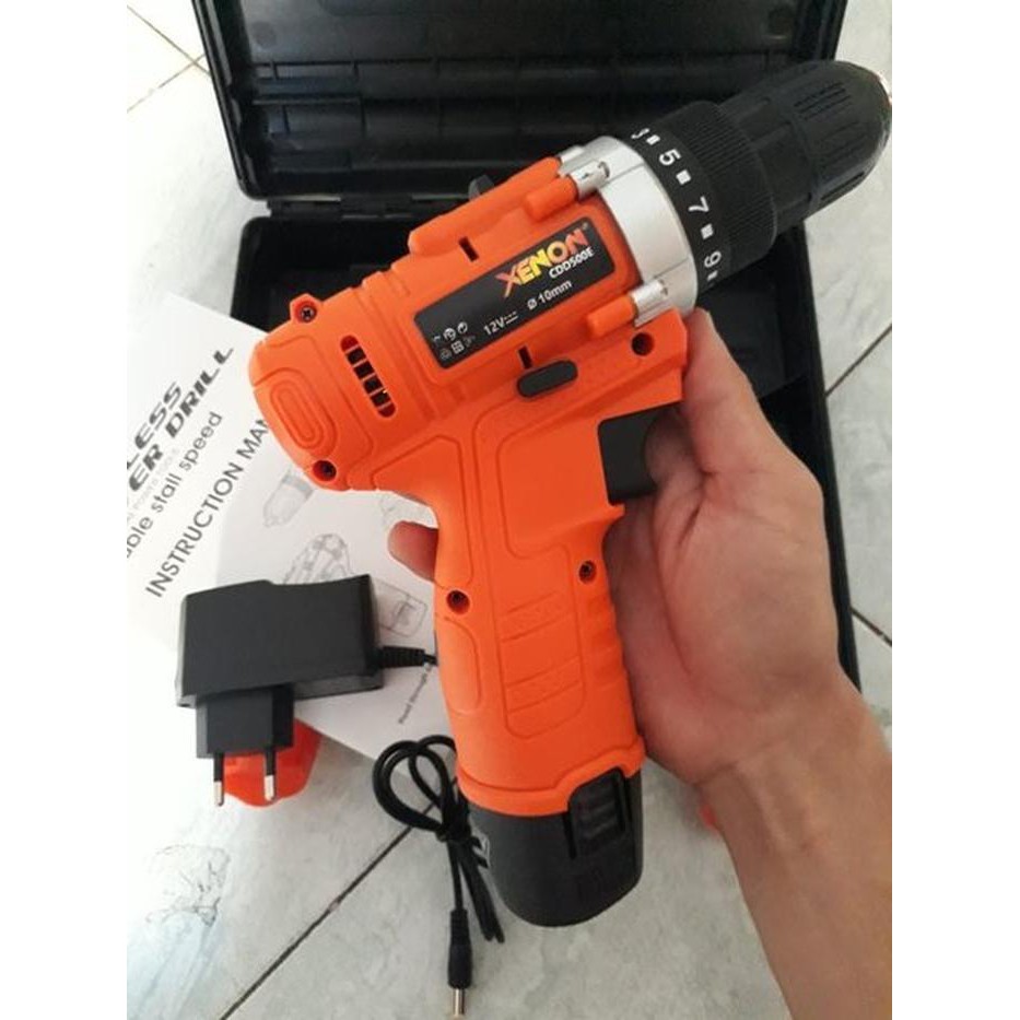 Ready Lagi XENON CDD500E cordless drill 12V mesin bor cordles murah 1batere