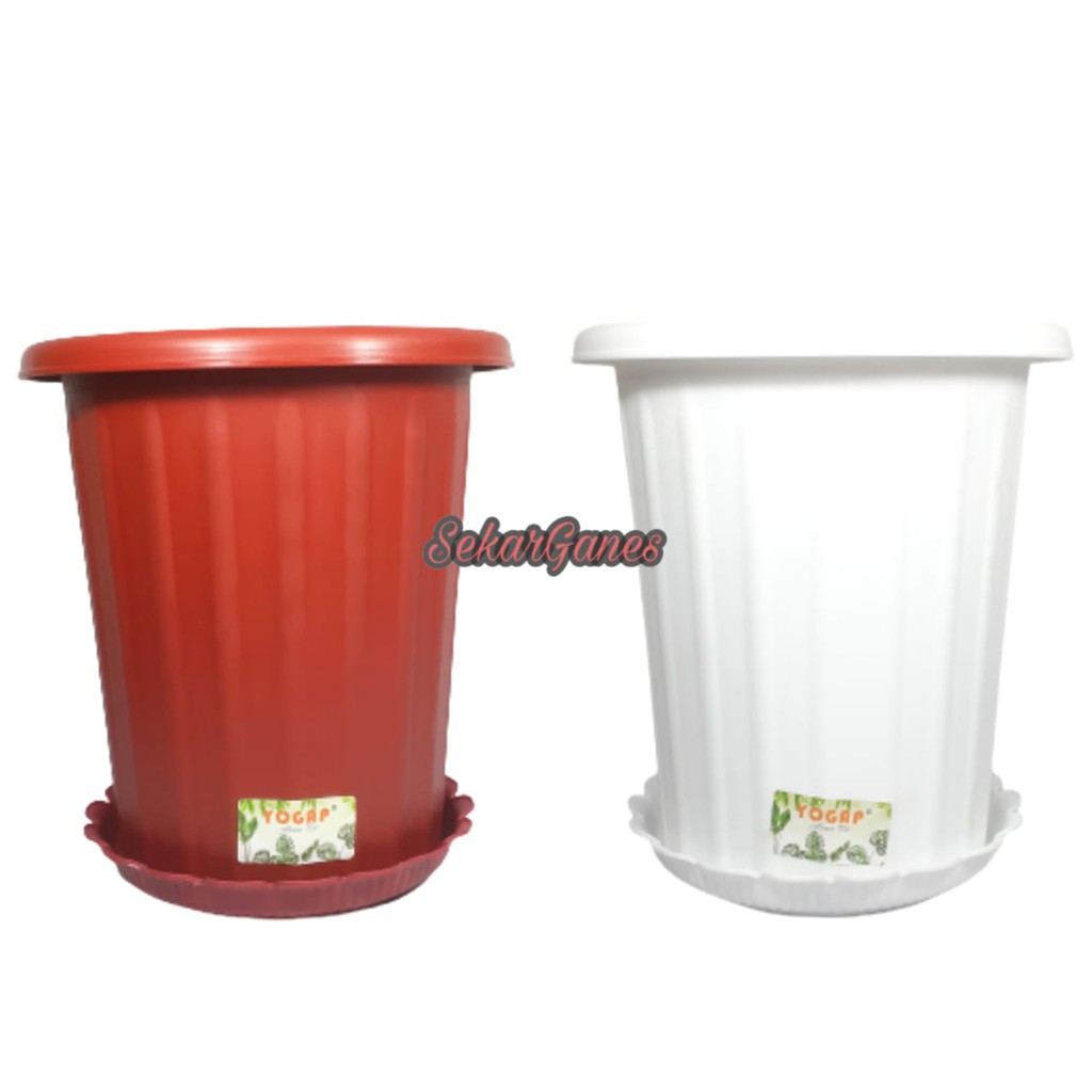 Paket Pot Yogap 17 Dan Alas Tawon 20 Pot Yogap 17 Warna Putih Merah Bata Bkn Pot Tawon Pirus 21 24cm