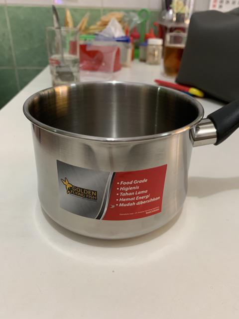 Sauce Pan Stainless Hairline 14cm Spc0414 - Panci Masak Tanpa Tutup Food Grade Material