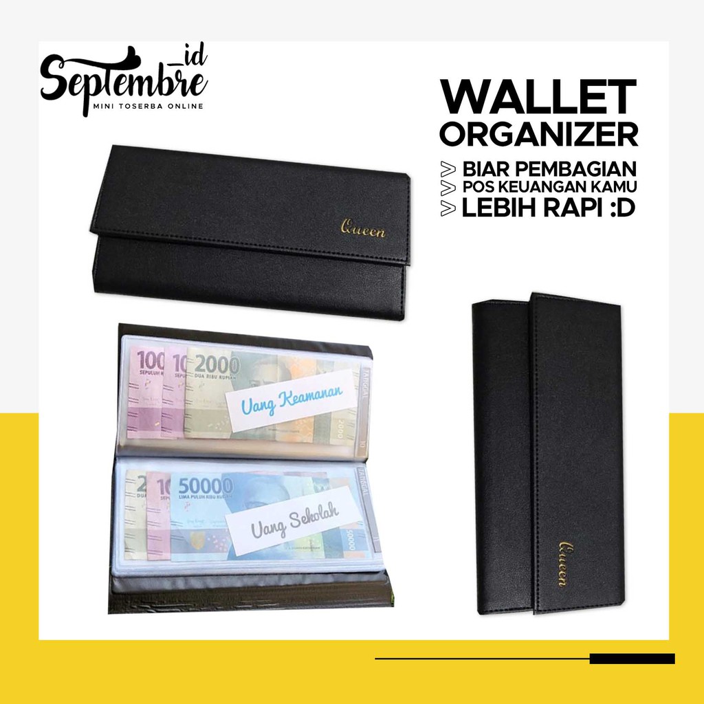 Wallet Organizer Dompet Pengatur Keuangan Dompet Disiplin Keuangan Dompet Uang Bulanan - Hitam