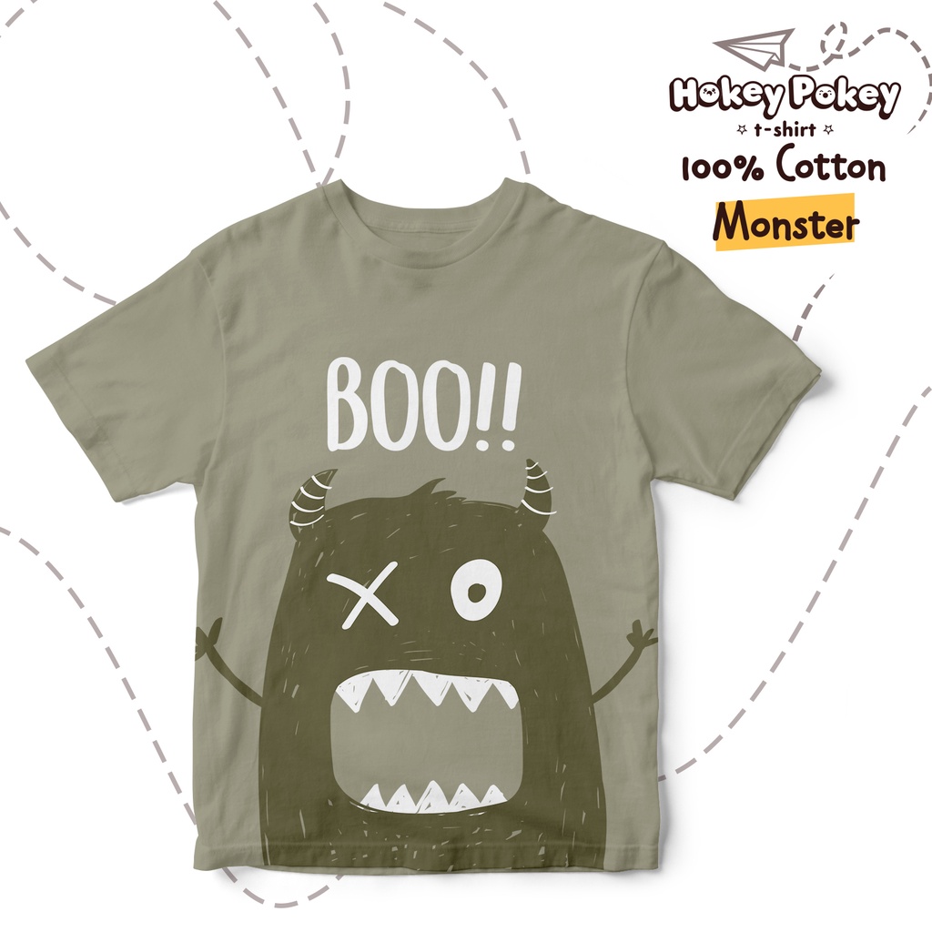 Baju Kaos T Shirt Anak Laki Laki Katun Combed Motif Monster