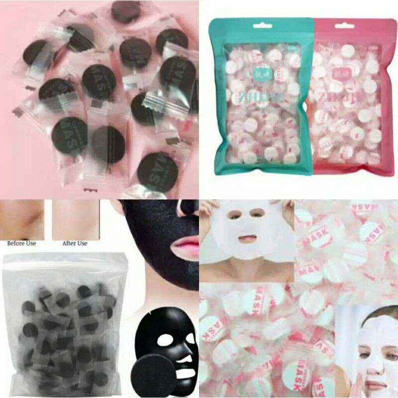 ⭐ Jendela Kosmetik ⭐ Compressed / masker Kertas Wajah Tablet Polos / Compressed Paper Mask ( JK 1 )