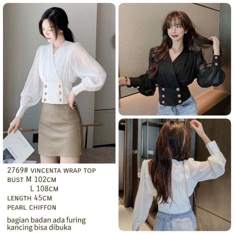 MDLV ~ 2769# Vincenta Wrap Top Blouse Button Wrap Blouse Import Atasan Import Blouse Premium Blouse Korea Fashion Import