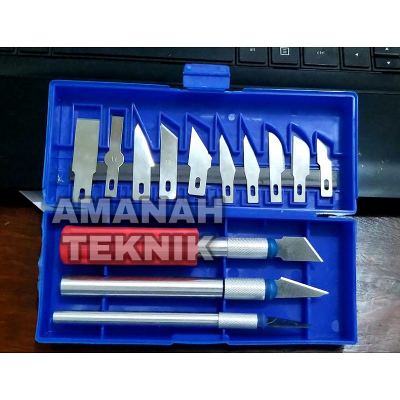 13 in 1 Pisau Cutter Alat ukir seni 13 Mata Pisau dan 3 Handle