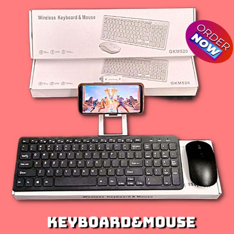 KEYBOARD ANDROID BLUETOOTH KEYBOARD WIRELES HP COMBO KEYBOARD&MOUSHE KEYBOARD 10 inc-GKM 520 HITAM