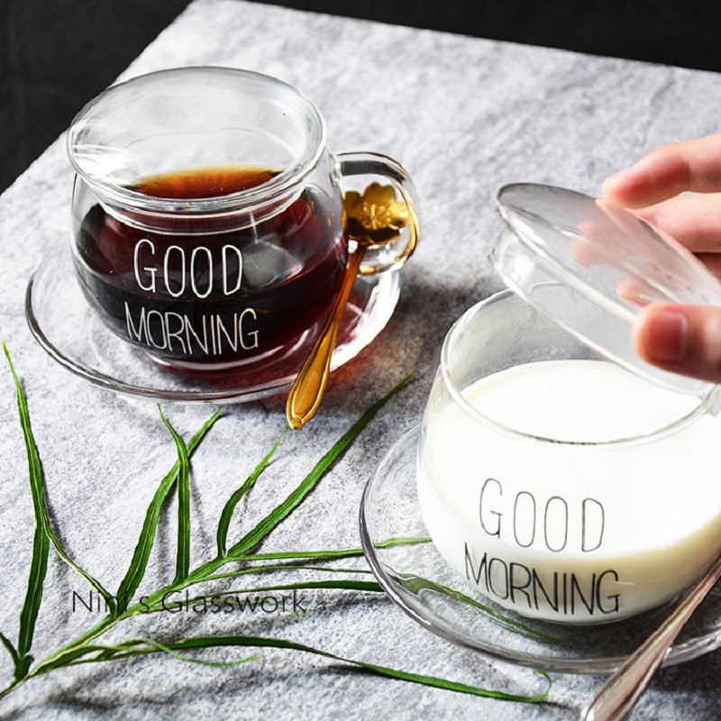 Pastoral Cangkir Kopi Glass Coffee Mug Good Morning 350 ml - Termurah