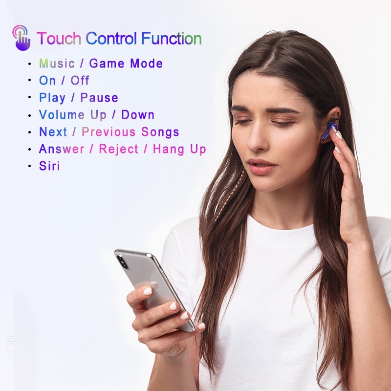 ColorCoral TWS Bluetooth Headset Gaming Music Dual Mode Long Standby HIFI Music Earphone  Wireless Orginal Touch Sensor LED Display Earphone Iphone Android