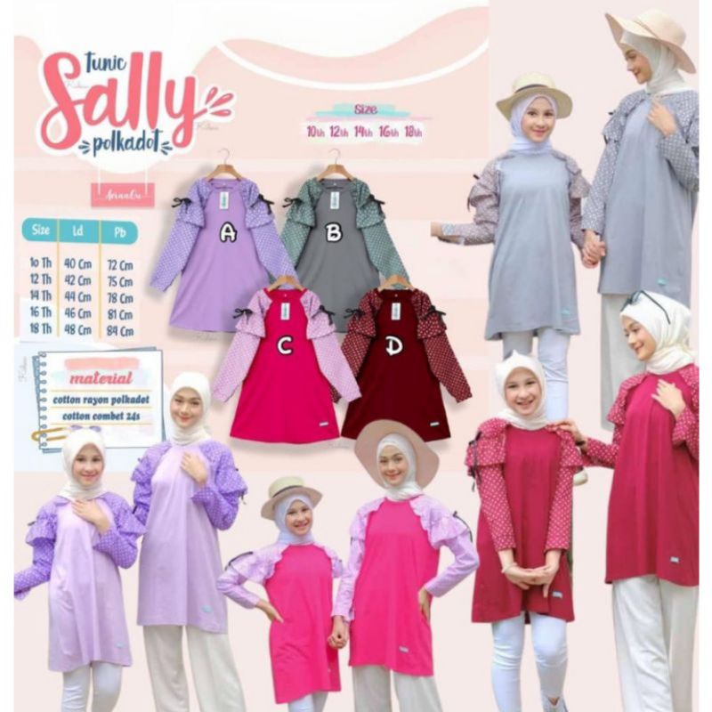 Dress Tunik Sally. Dress Tunik Anak Perempuan. Dress Tunik Aeraa qu. Tunik Sally Polkadot. tunik ana