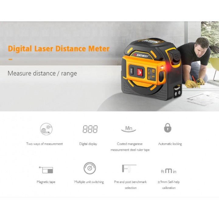 SNDWAY SW-TM40 - Multi Measuring Tape 5M and Laser Distance Meter 40M