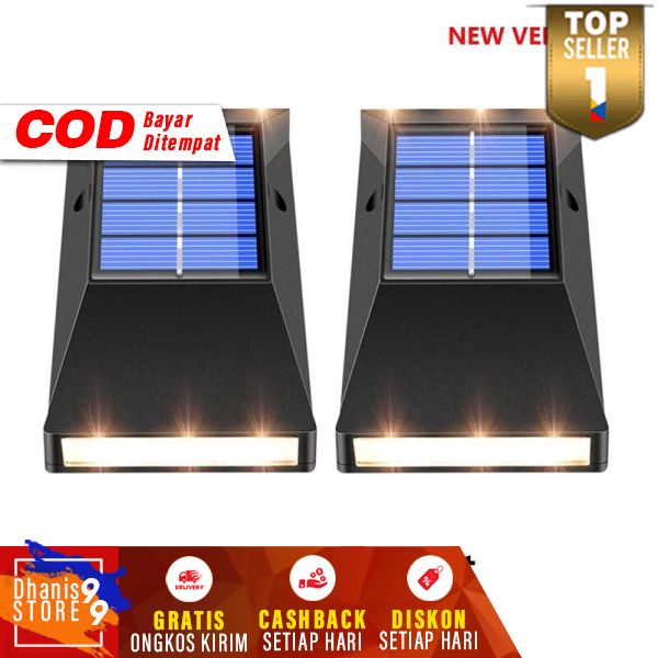 Lampu Solar LED Outdoor Wall Warm White 2 PCS Waterproof Lampu Hias Dinding Teras Luar Ruangan Anti Air Berkualitas