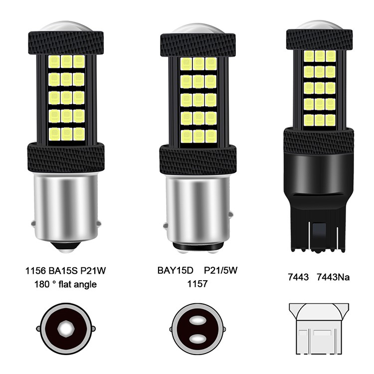 1Pcs 63LED Car Brake Light Reversing Light Turn Signal Light Bulb Tail Light Headlight Bulb 1156 BA15S P21W 1157 BAY15D P21 / 5W 7443 7443Na 2835 63SMD 12-30v Car LED Light Car Light Accessories