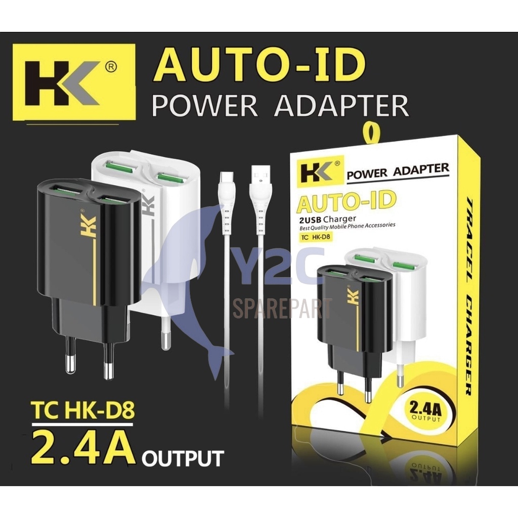 CHARGER HK D8 AUTO ID FAST CHARGER 2 USB 2.4 AMPERE / CASAN CAS