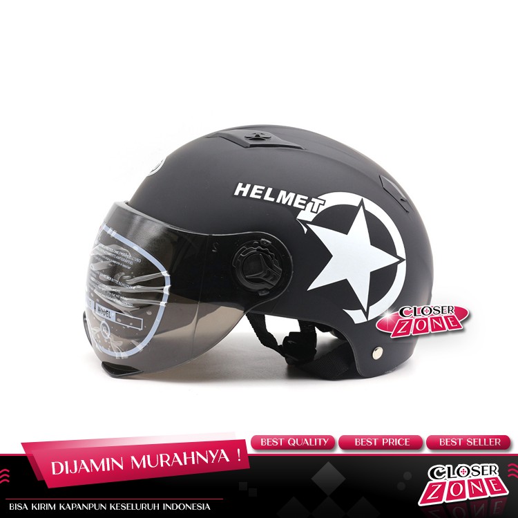 Jual Zoro Helm Sepeda Skuter Motor Elektrik Half Face Black Shopee