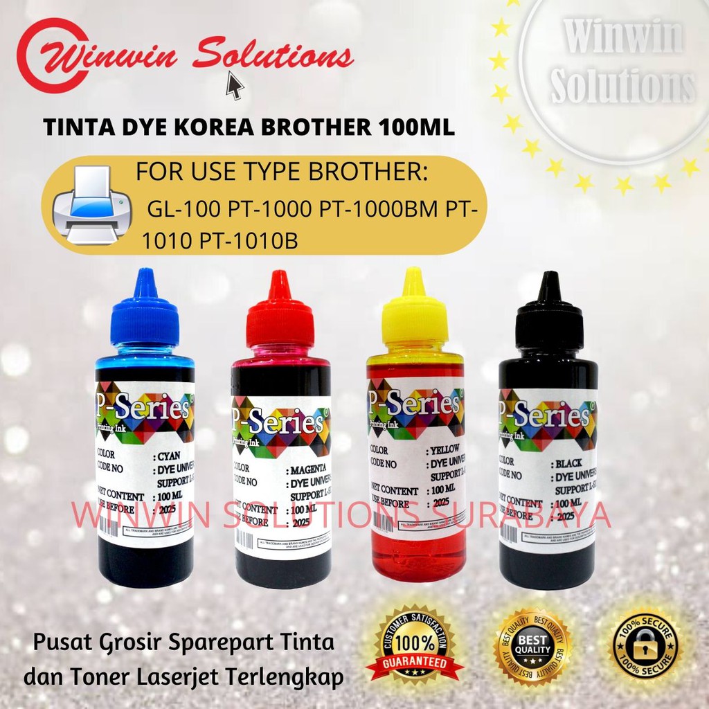 Tinta DYE Korea 100ml isi ulang Cartridge Brother GL-100 PT-1000 PT-1000BM PT-1010 PT-1010B