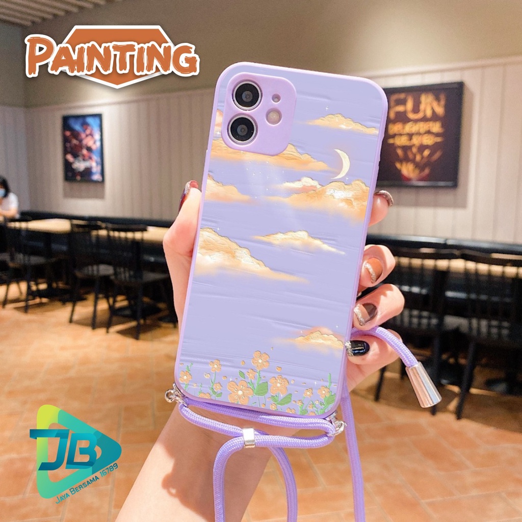 SOFTCASE SILIKON SLINGCASE TALI LANYARD STRAP PHONE MACARON PELINDUNG KAMERA PAINTING OPPO VIVO SAMSUNG XIAOMI REALME IPHONE ALL TYPE JB5380