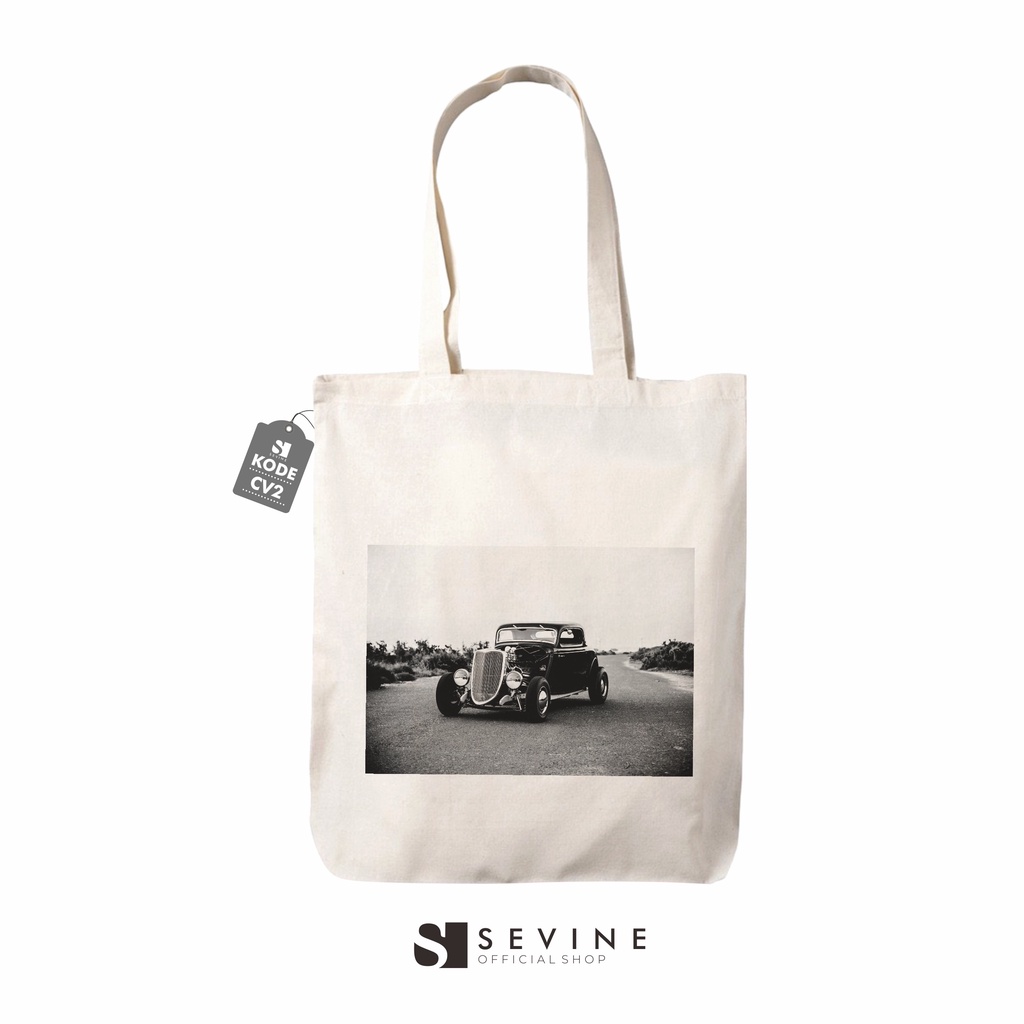 Sevine Tas Tote Bag Resleting Wanita Totebag Laptop Custom Desain Vintage Retro - CV